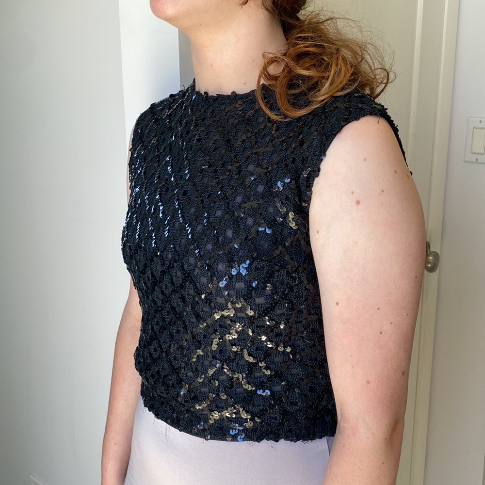 Vintage 60's Glam Sequined Top KORET of California Fitted Crop Length - Picture 4 of 9